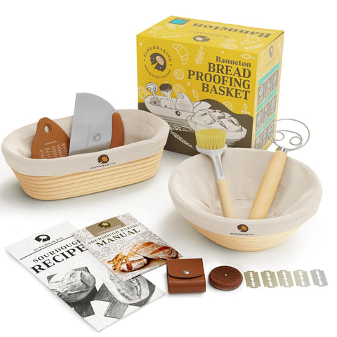 Superbaking round banneton 9-inch with natural rattan for consistent dough shape