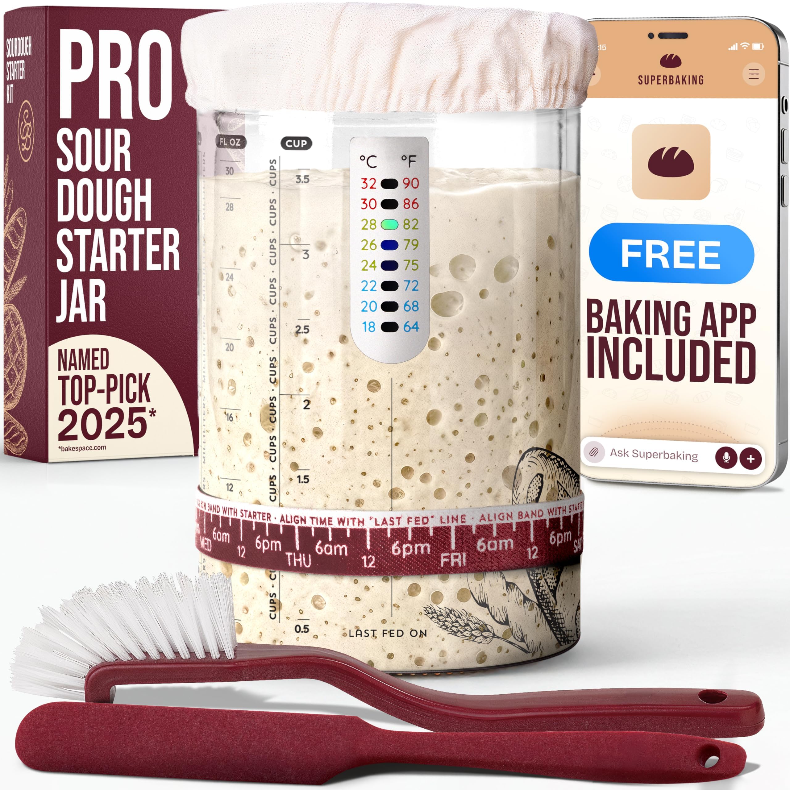 Superbaking sourdough starter jar with 34oz capacity for steady growth