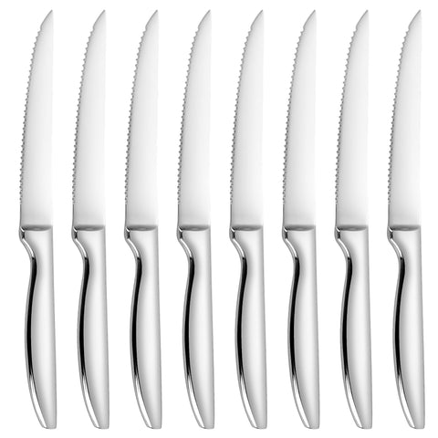SuperCook 8-piece steak knife set full view with durable stainless blades for everyday dining