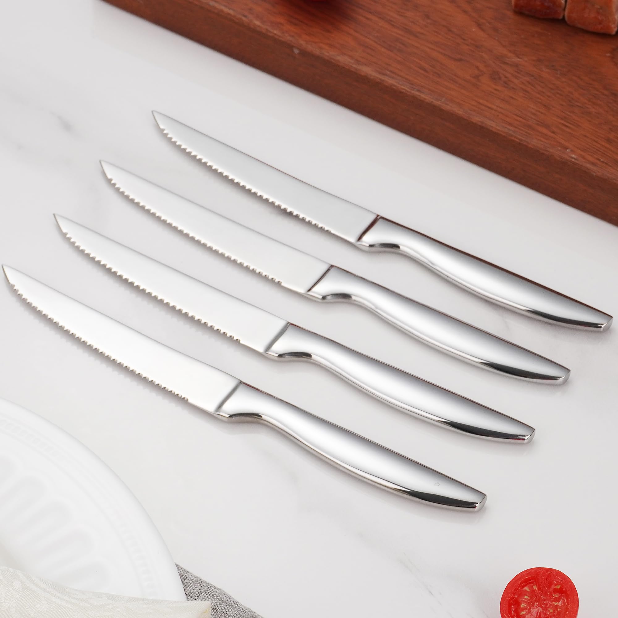 SuperCook steak knife set 8 table display highlighting coordinated dining quality