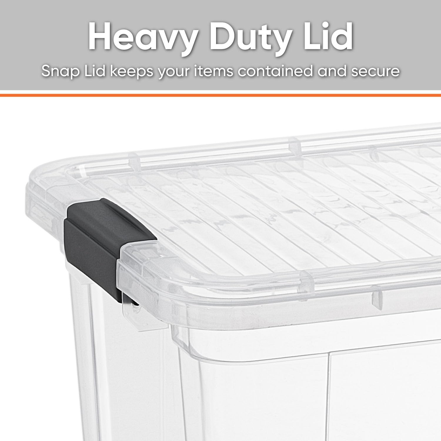 Superio stackable storage with durable lid saves shelf space.