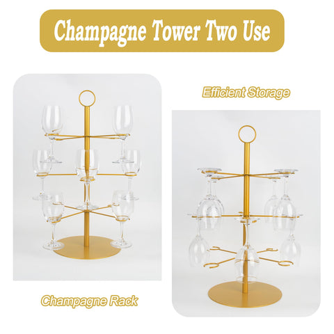 22-inch tall champagne tree keeps glasses well-spaced on tables.