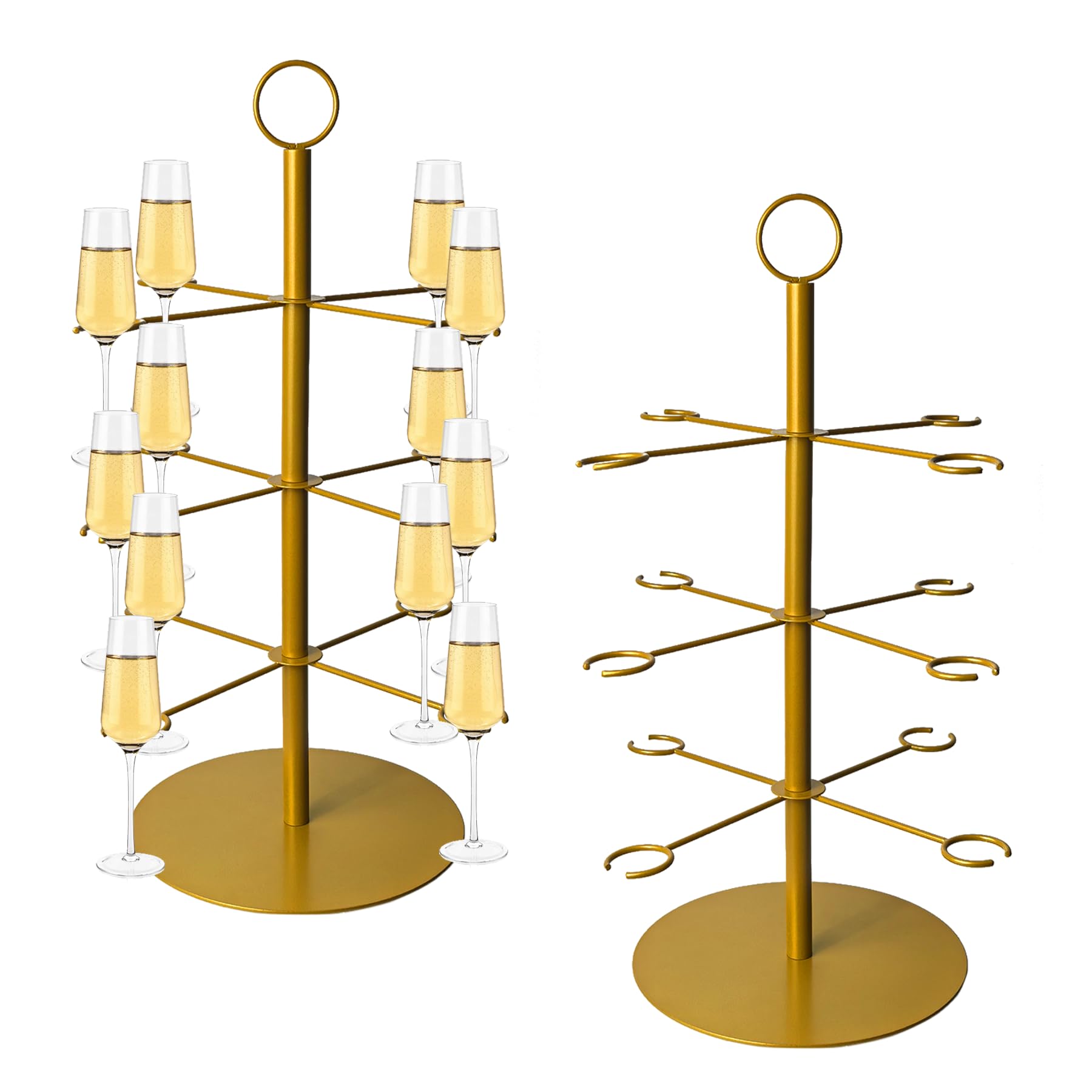 Superjackwang Champagne Tower Stand, 3-tier display, ideal for weddings.