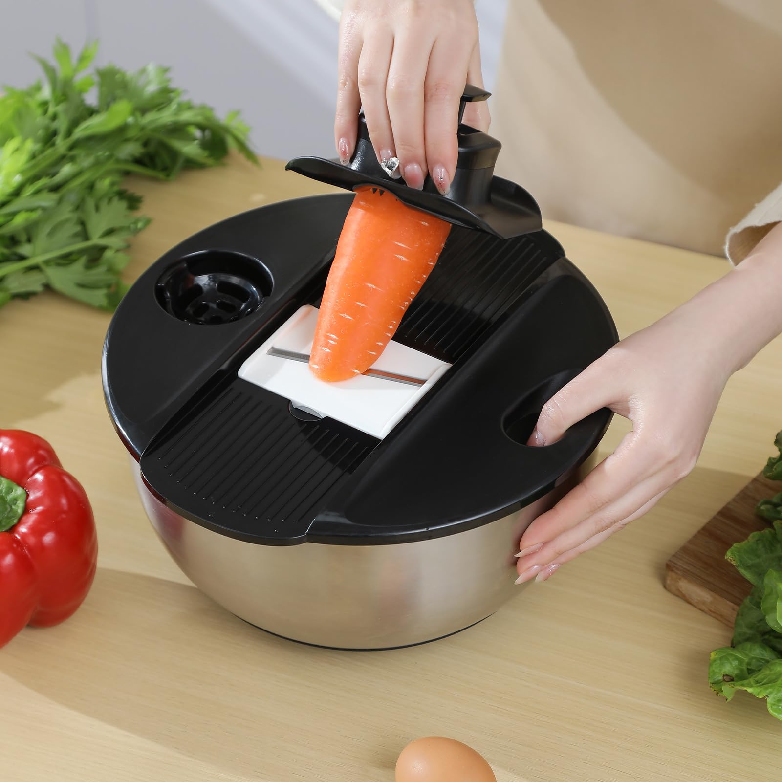 Supernal multi-function kitchen set covers washing, mixing, and slicing tasks.