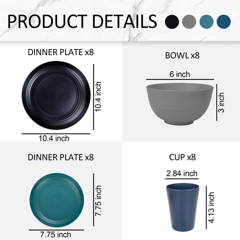 Supernal wheat straw dinnerware color varieties for vibrant dining