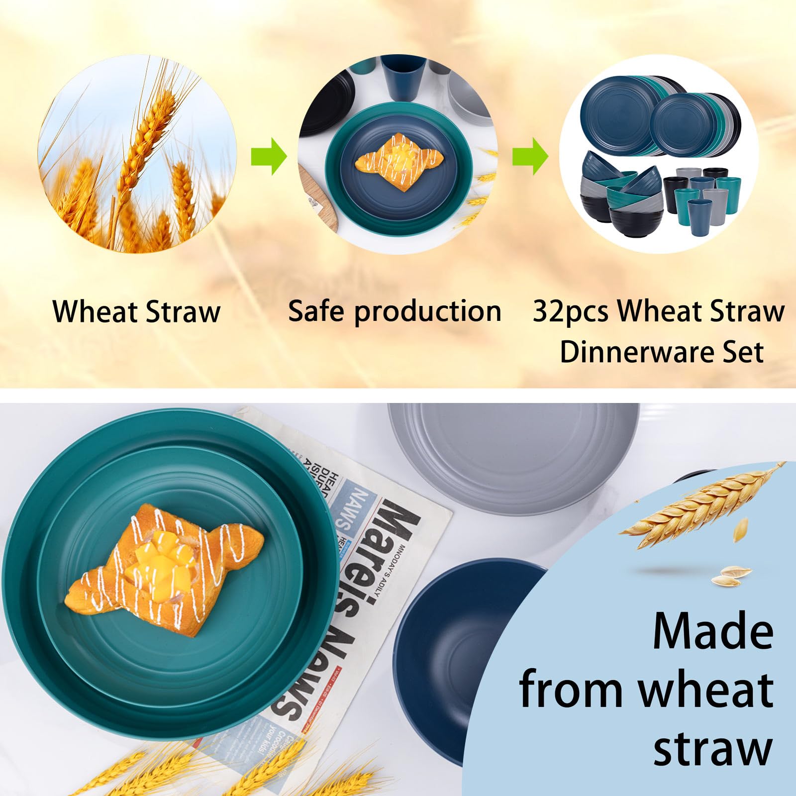 Supernal outdoor picnic setup with durable wheat straw dinnerware