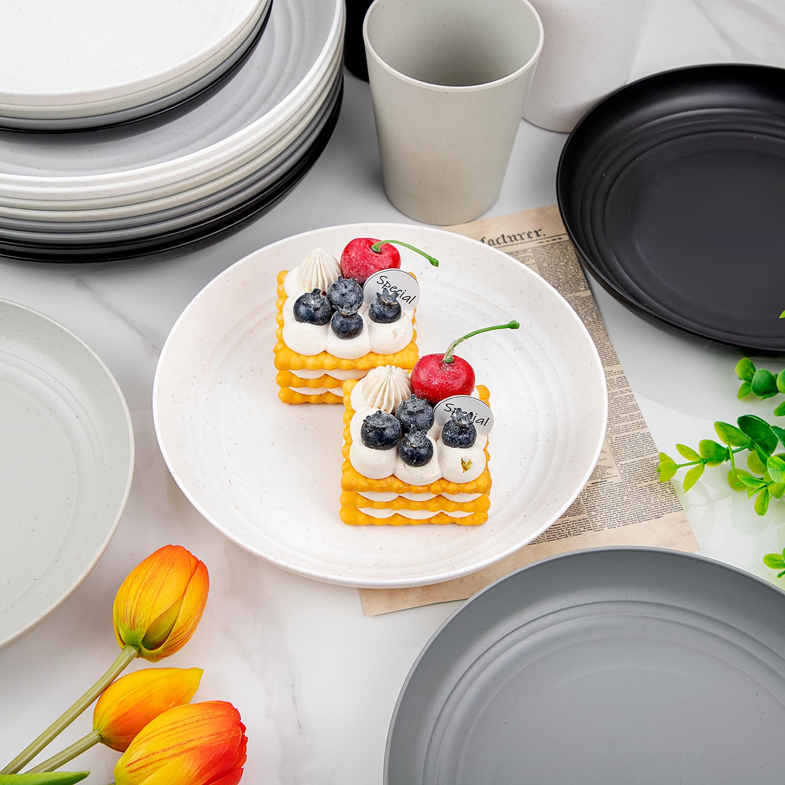 Picnic-ready Supernal dinnerware set is lightweight yet sturdy for outdoor use.