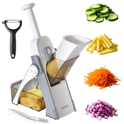 SupMaKin safe mandoline slicer assembly view, foldable design for easy storage.