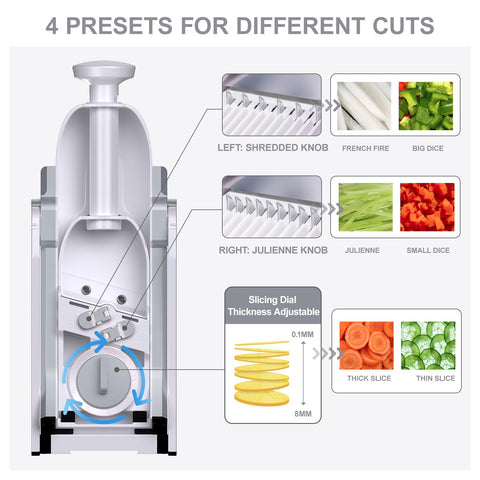 SupMaKin Safe Mandoline Slicer stainless steel blades deliver fast, uniform results.