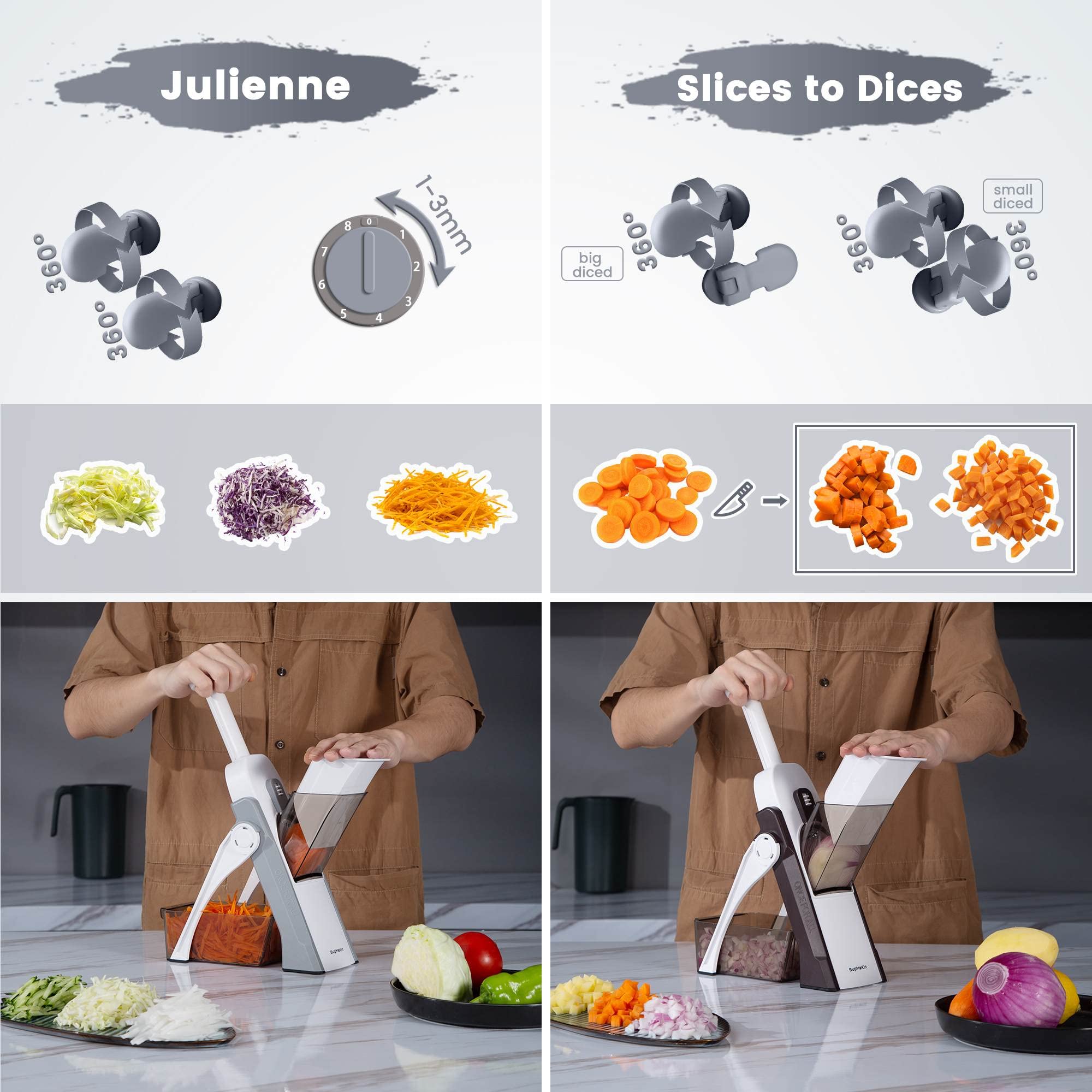 SupMaKin Safe Mandoline Slicer compact foldable design saves counter space.
