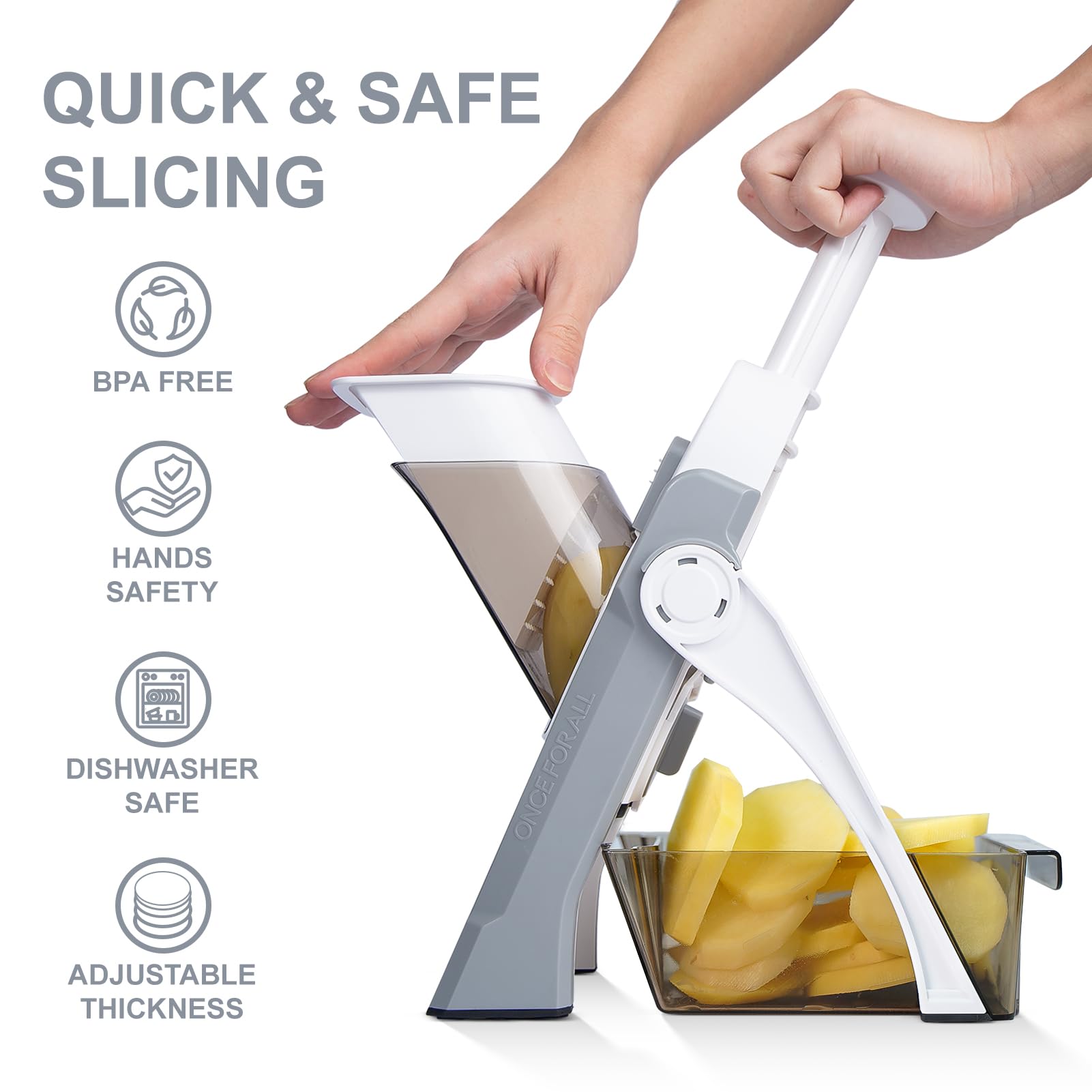 SupMaKin Safe Mandoline Slicer foldable design for compact storage and travel.