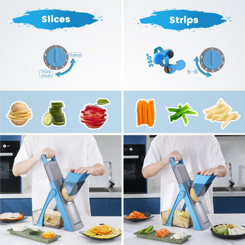 SupMaKin 420 stainless-steel blade delivers durable cuts for onions, potatoes, and more.