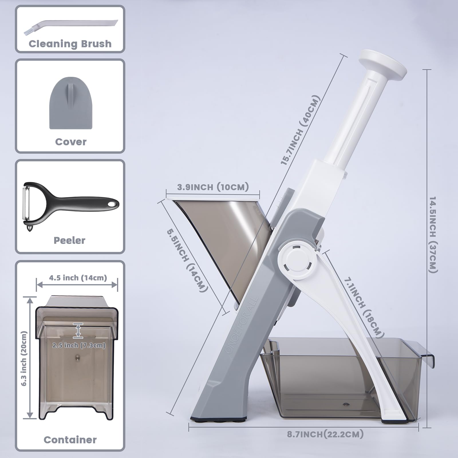 SupMaKin stainless steel blades deliver fast, uniform cuts.