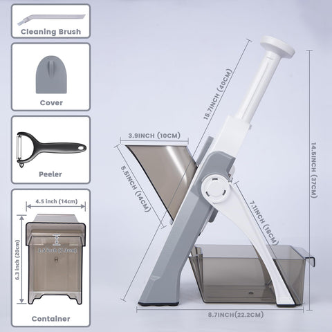 SupMaKin stainless steel blades deliver fast, uniform cuts.