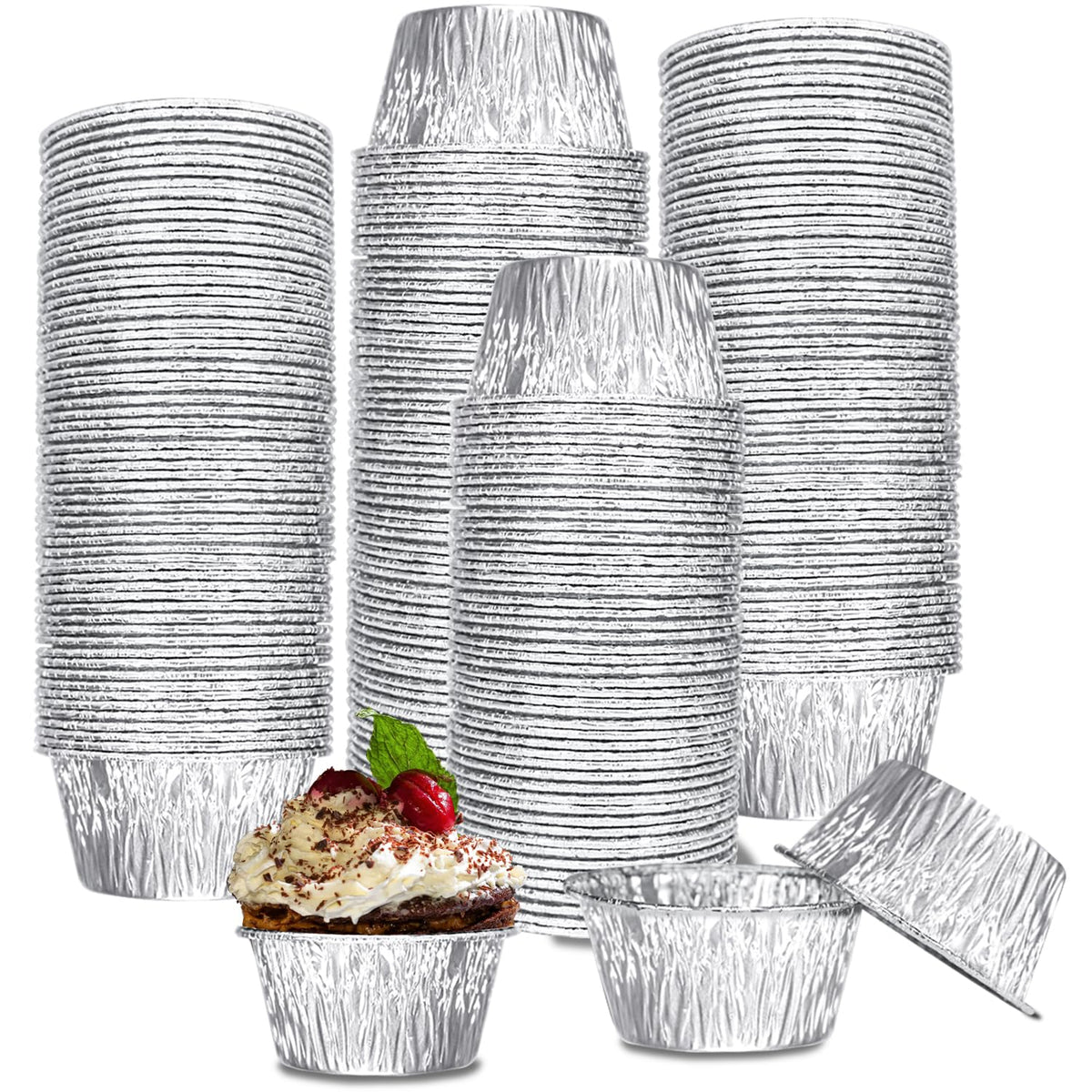SUPPHOUS 200-pack aluminum baking cups for convenient batch baking.