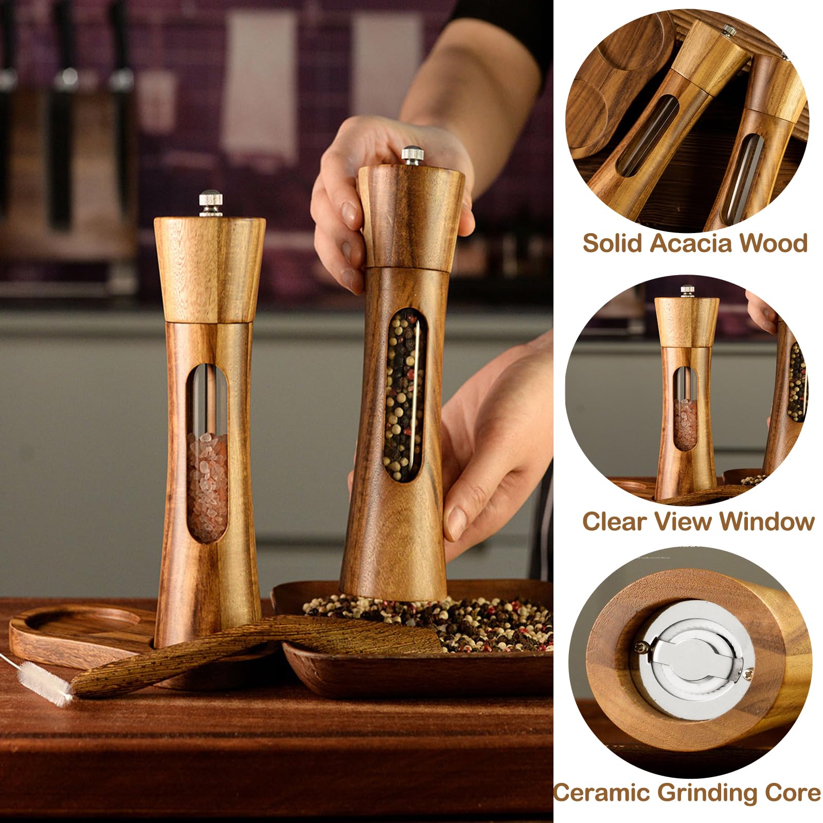 SUPRNN refillable mills with scoop for mess-free refilling