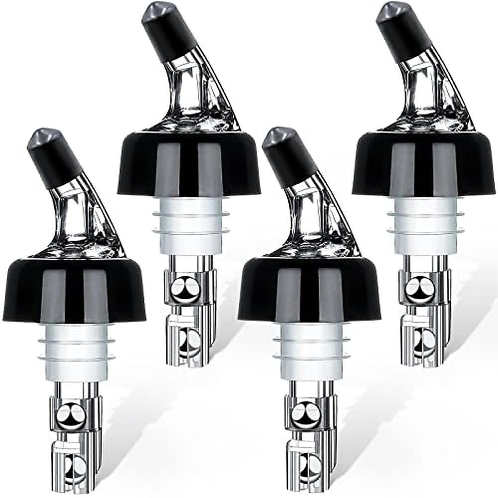 SuproBarware automatic pourer on bottle demonstrates precise 1oz pours for consistent drinks.
