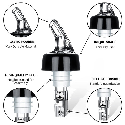 SuproBarware collarless design pourer fits most bottles and reduces spills