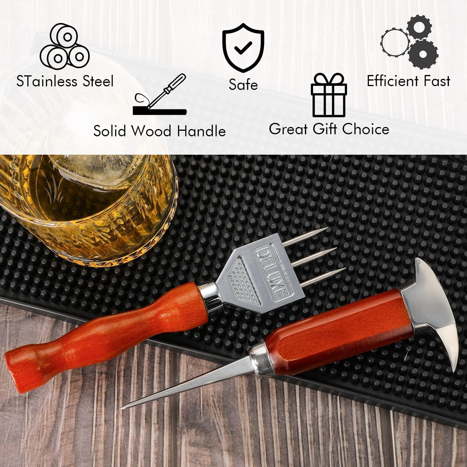 SuproBarware Japanese-style ice chopper close-up in stainless steel