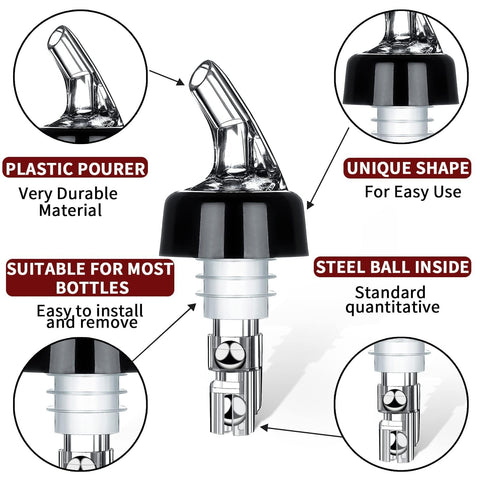 SuproBarware pour spout inserted into a bottle for mess-free dispensing.