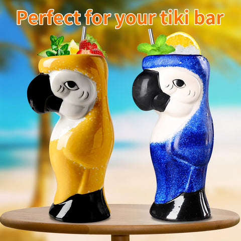SuproBarware tiki mug glazed ceramic finish preserves color.