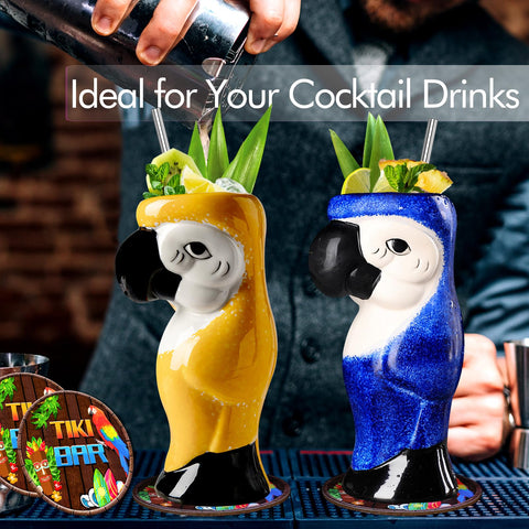 SuproBarware tiki mugs for Hawaiian party setups add charm.