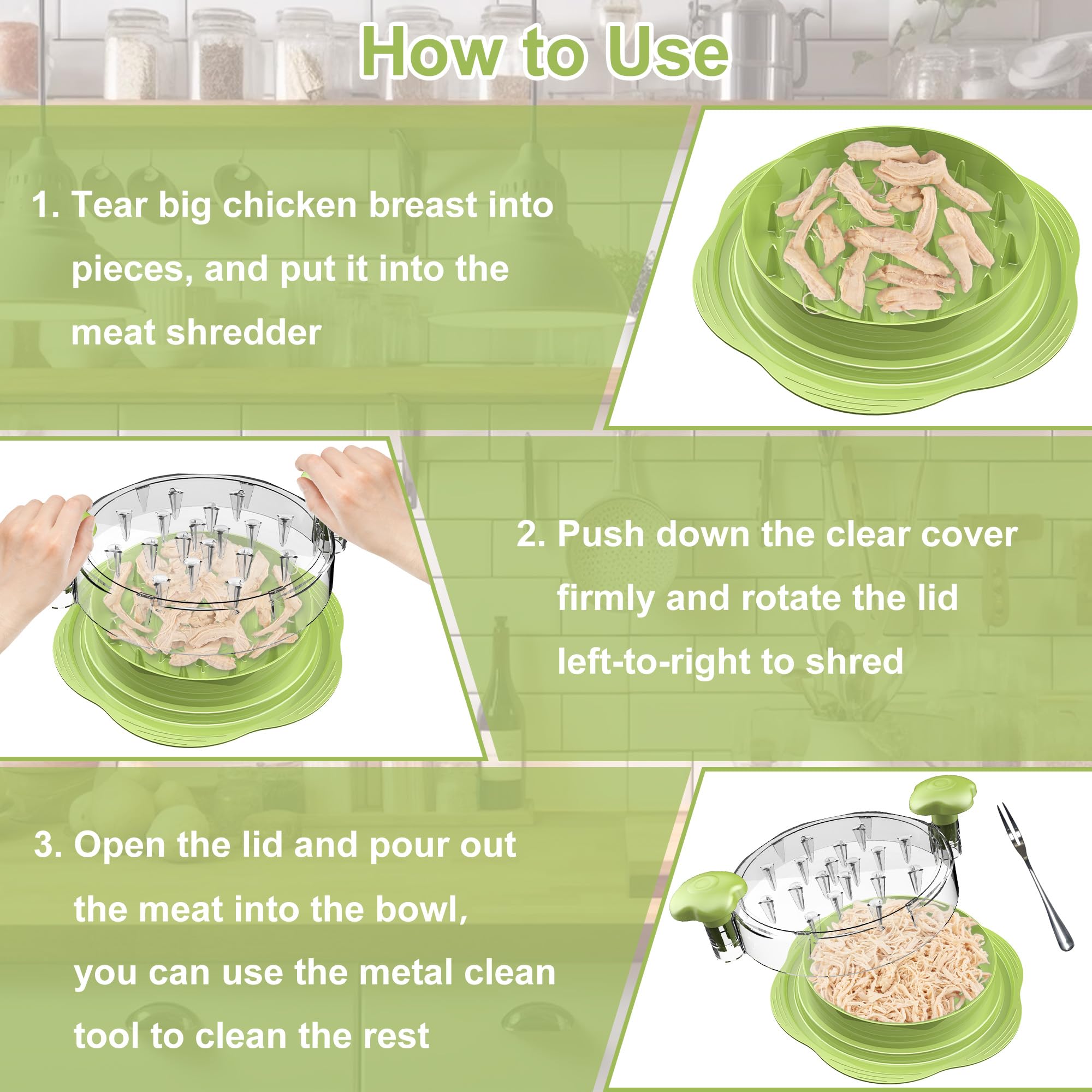 Suretivian chicken shredder cleaning brush included for easy maintenance.