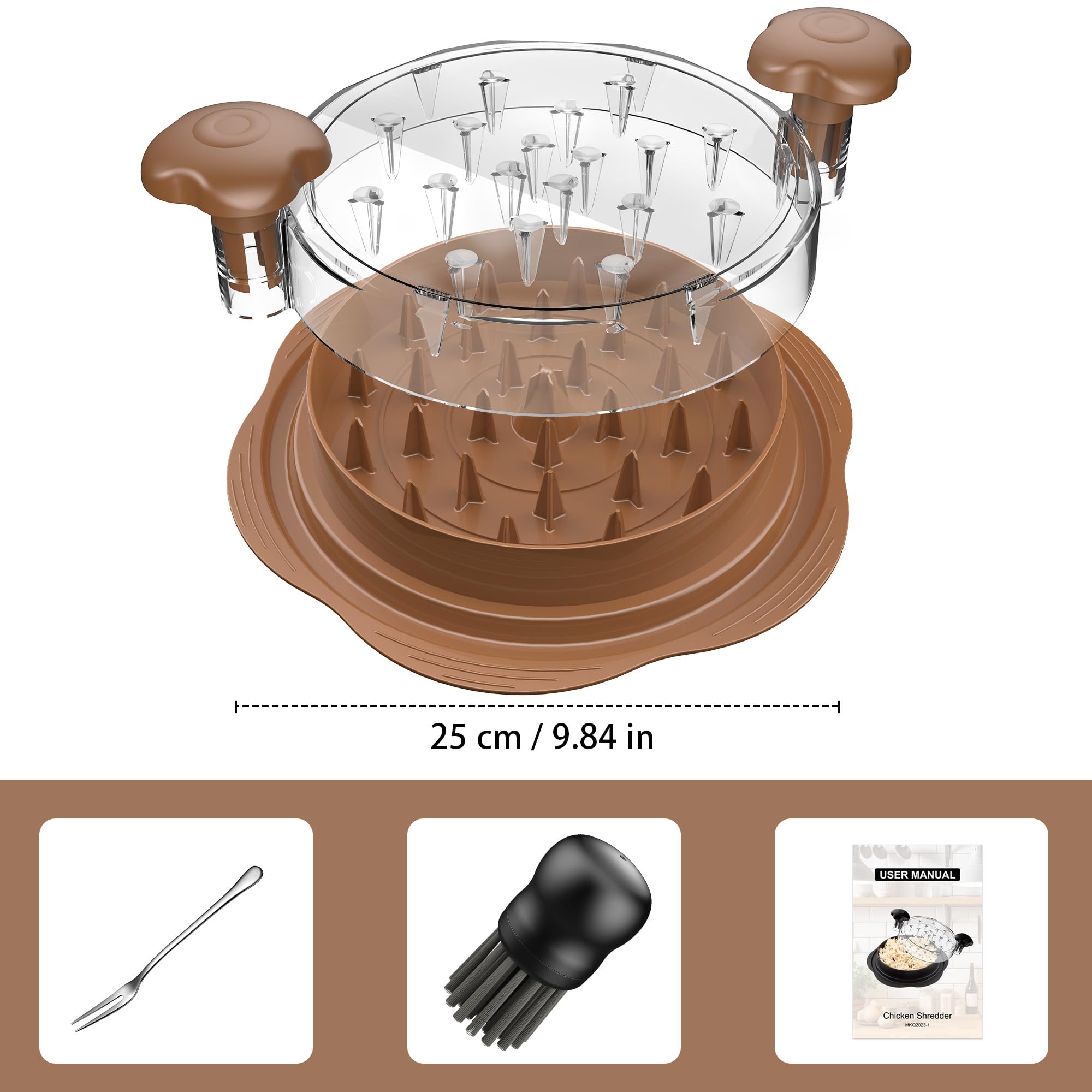 SURETIVIAN in-use shredder with cooked meat for quick meal prep.