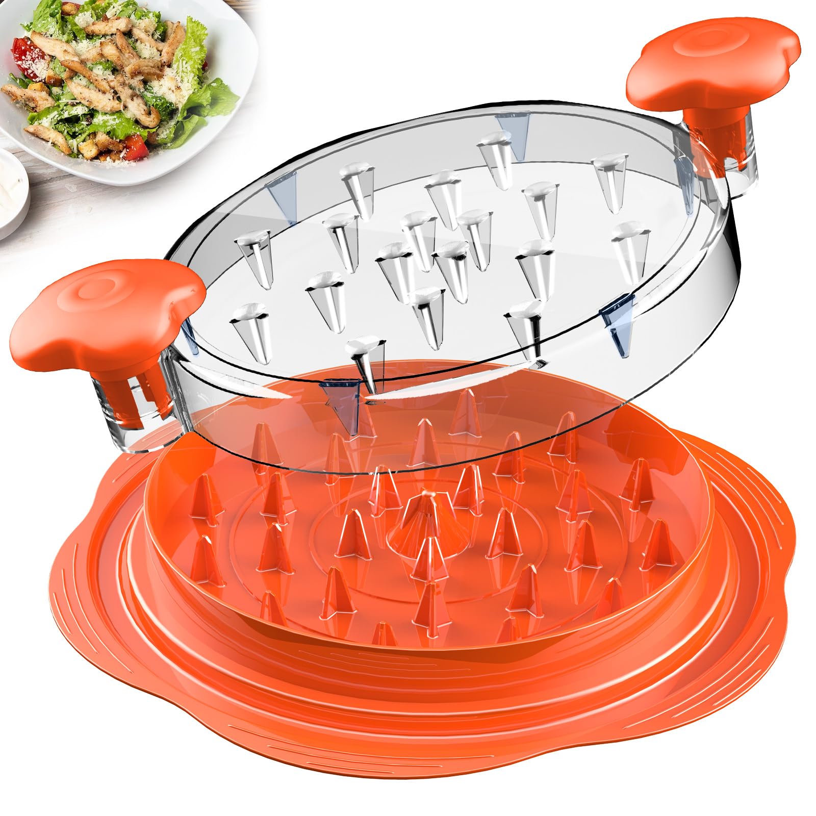 SURETIVIAN chicken shredder large orange outer view showing compact design and grip.