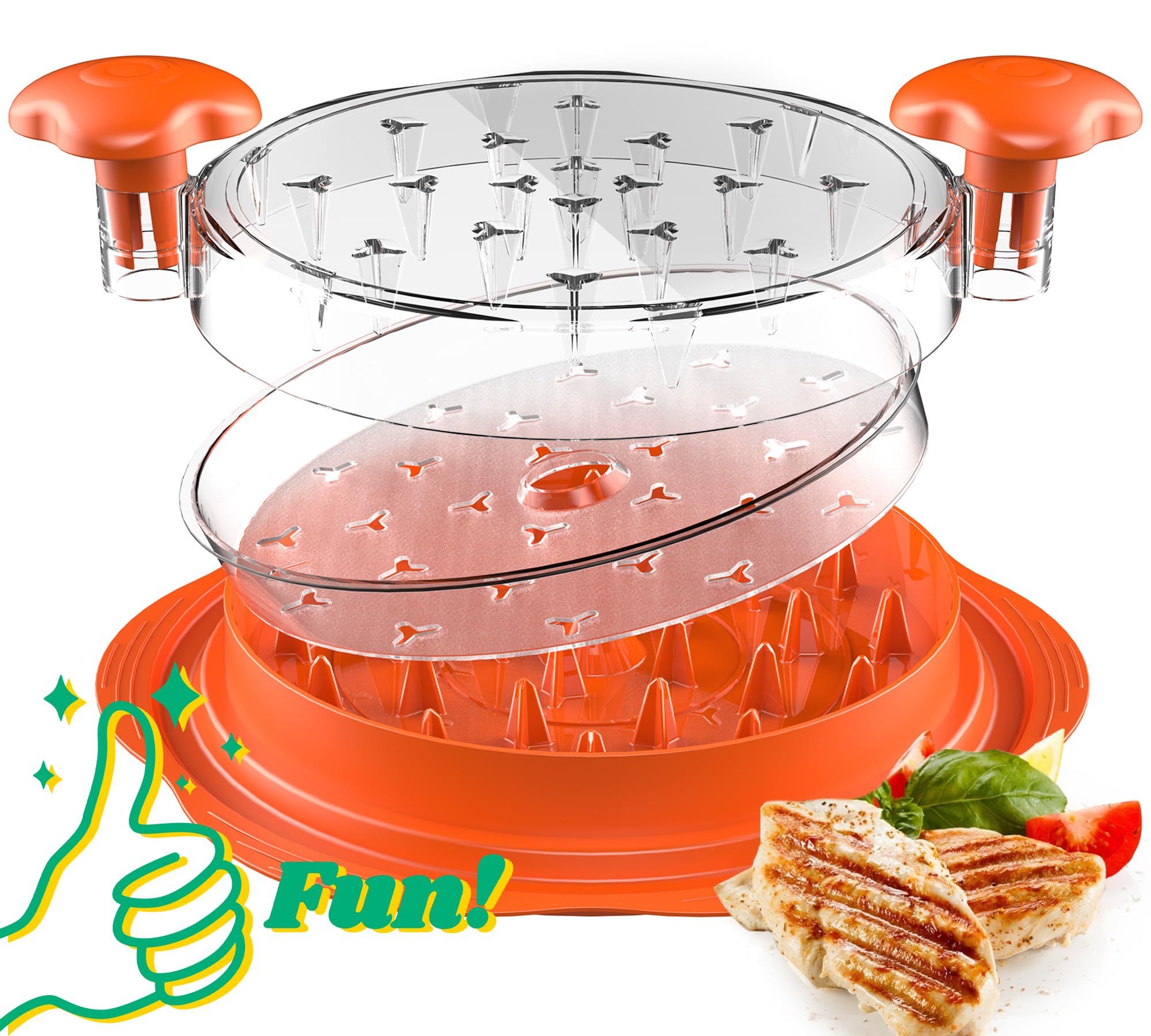 Suretivian chicken shredder with removable plate for quick, mess-free shredding.