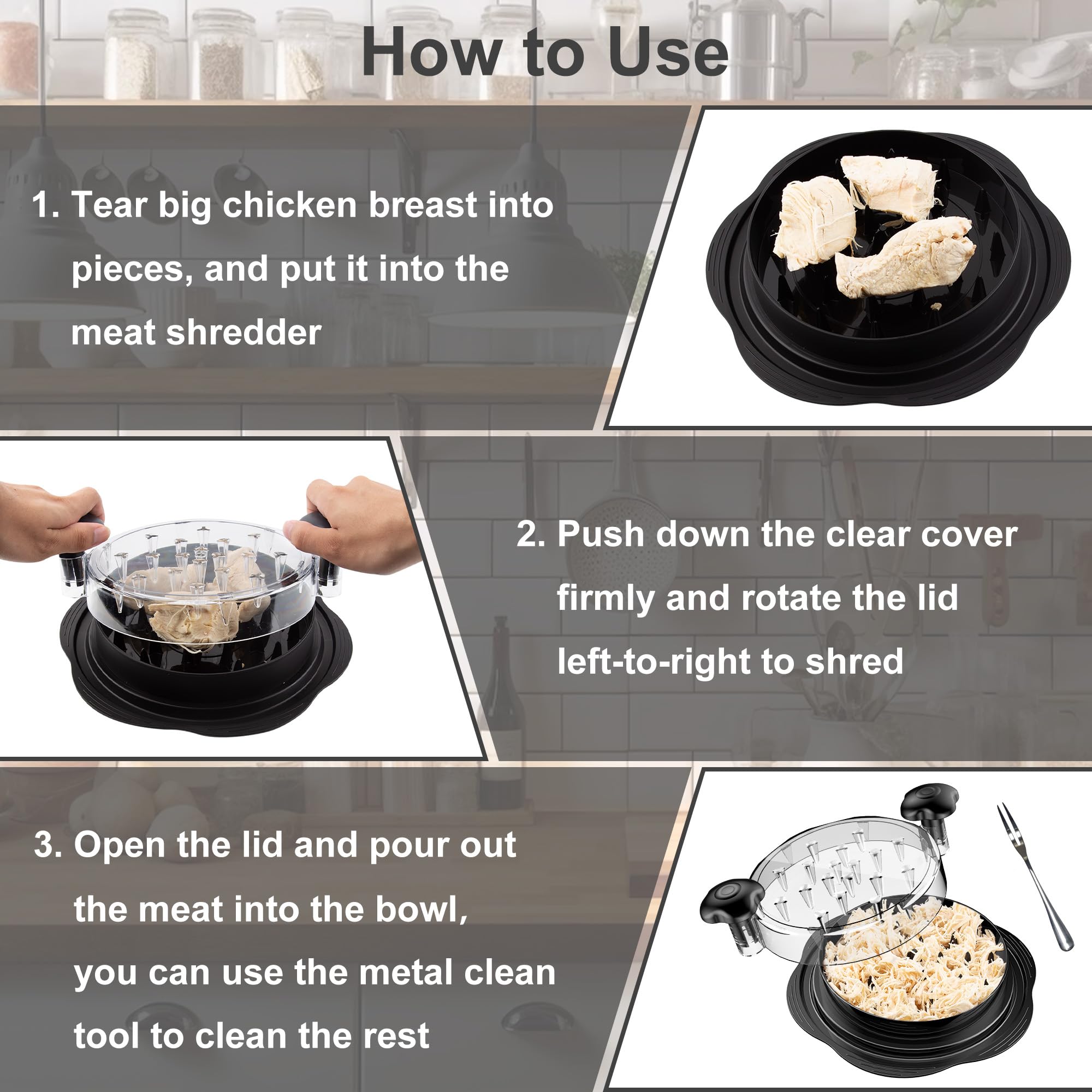 SURETIVIAN versatile shredder for chicken, pork, beef and veggies