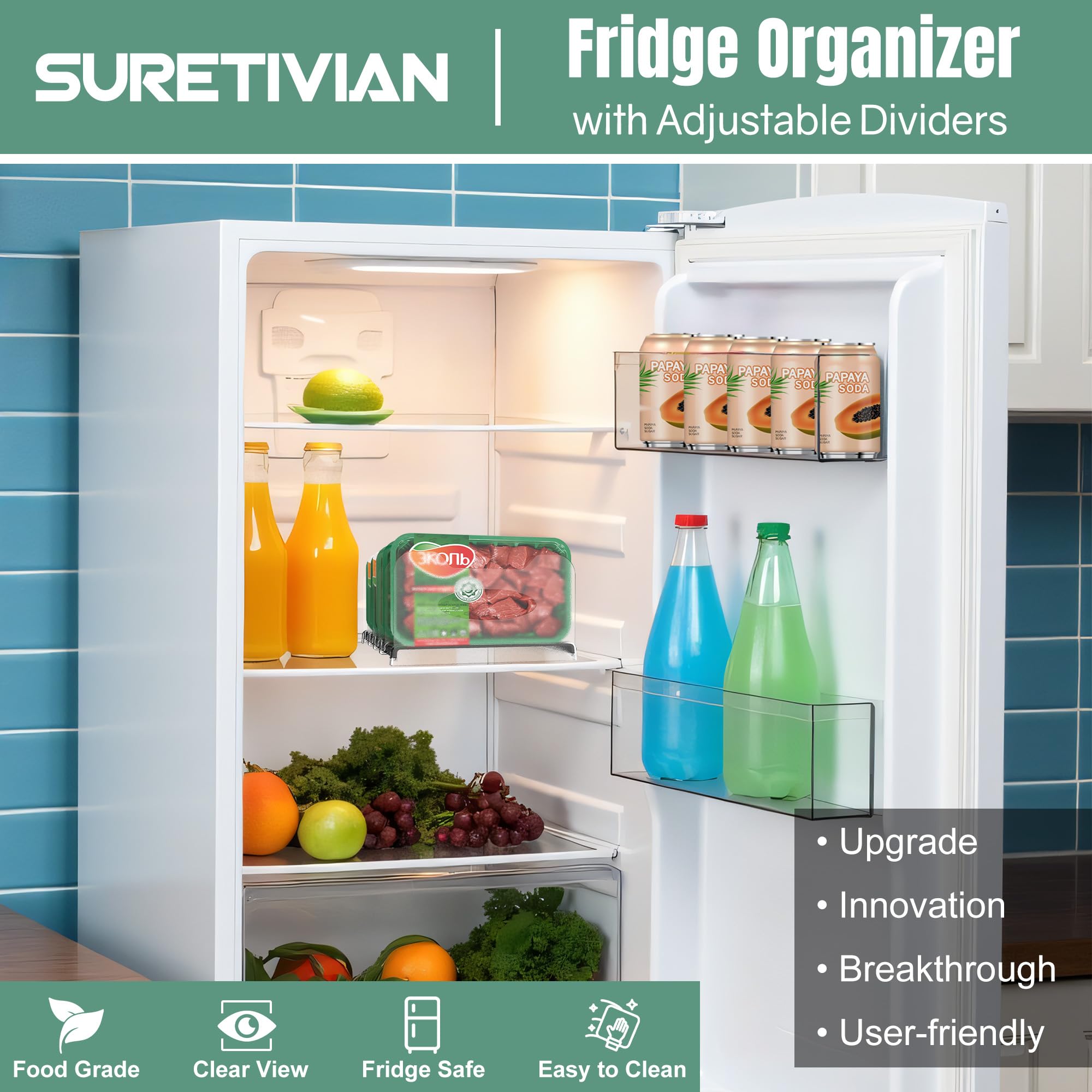 SURETIVIAN removable dividers create customizable compartments for snacks and frozen foods