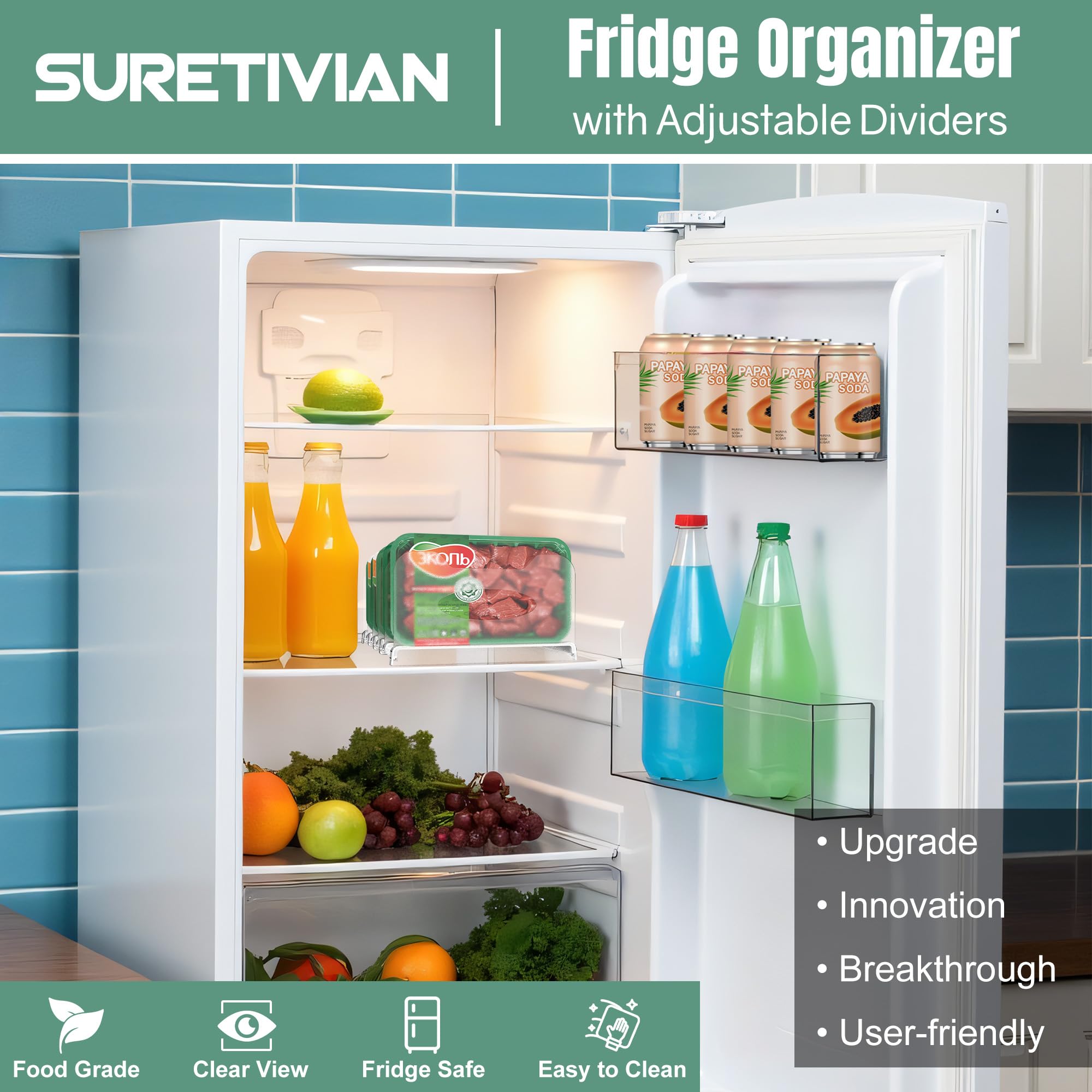 SURETIVIAN removable dividers create customizable compartments for snacks and meats.