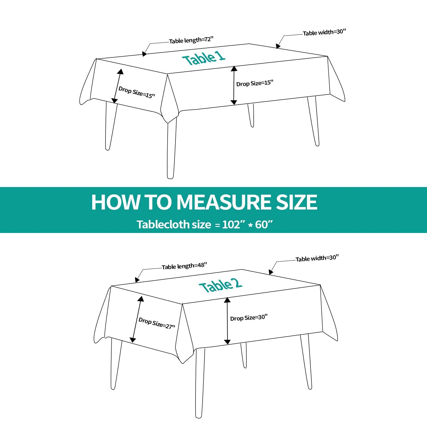 Surmente 2-pack black tablecloth 60x102 offers versatile event coverage.