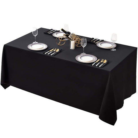 Surmente black tablecloth 90x132 rectangular drape; soft fabric and elegant look.