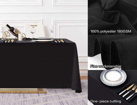 Surmente black tablecloth 90x156 fits rectangular tables with full coverage.