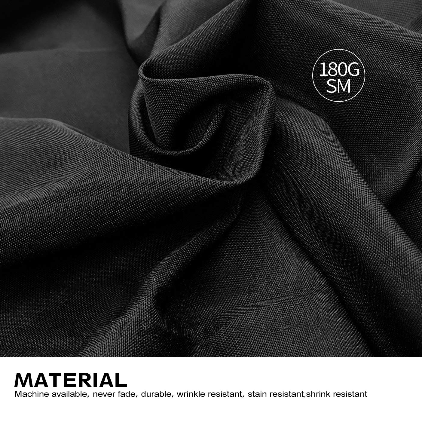 Surmente black tablecloth color options displayed for versatile occasions.