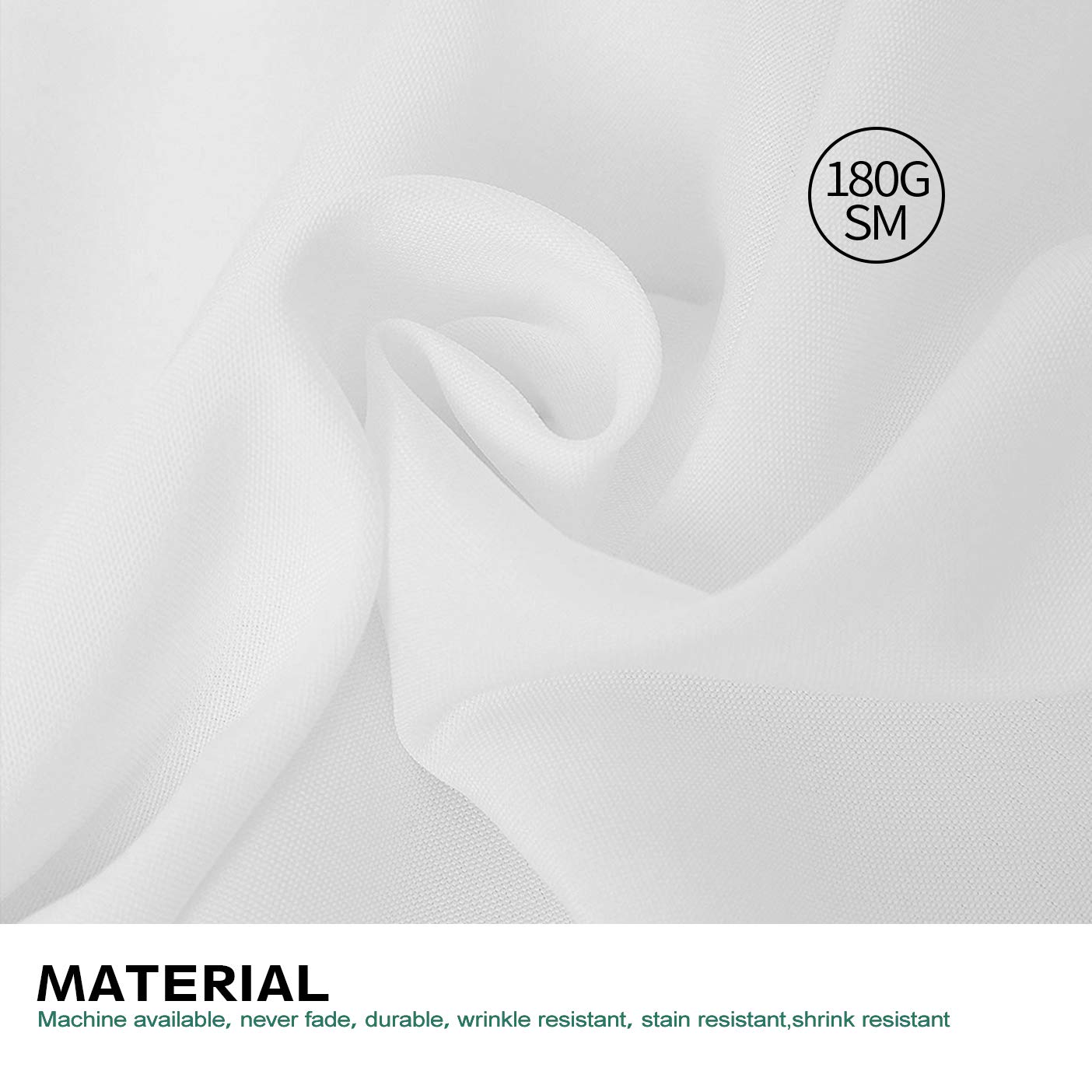 Close-up of soft polyester fabric, Surmente tablecloth showing durable texture.