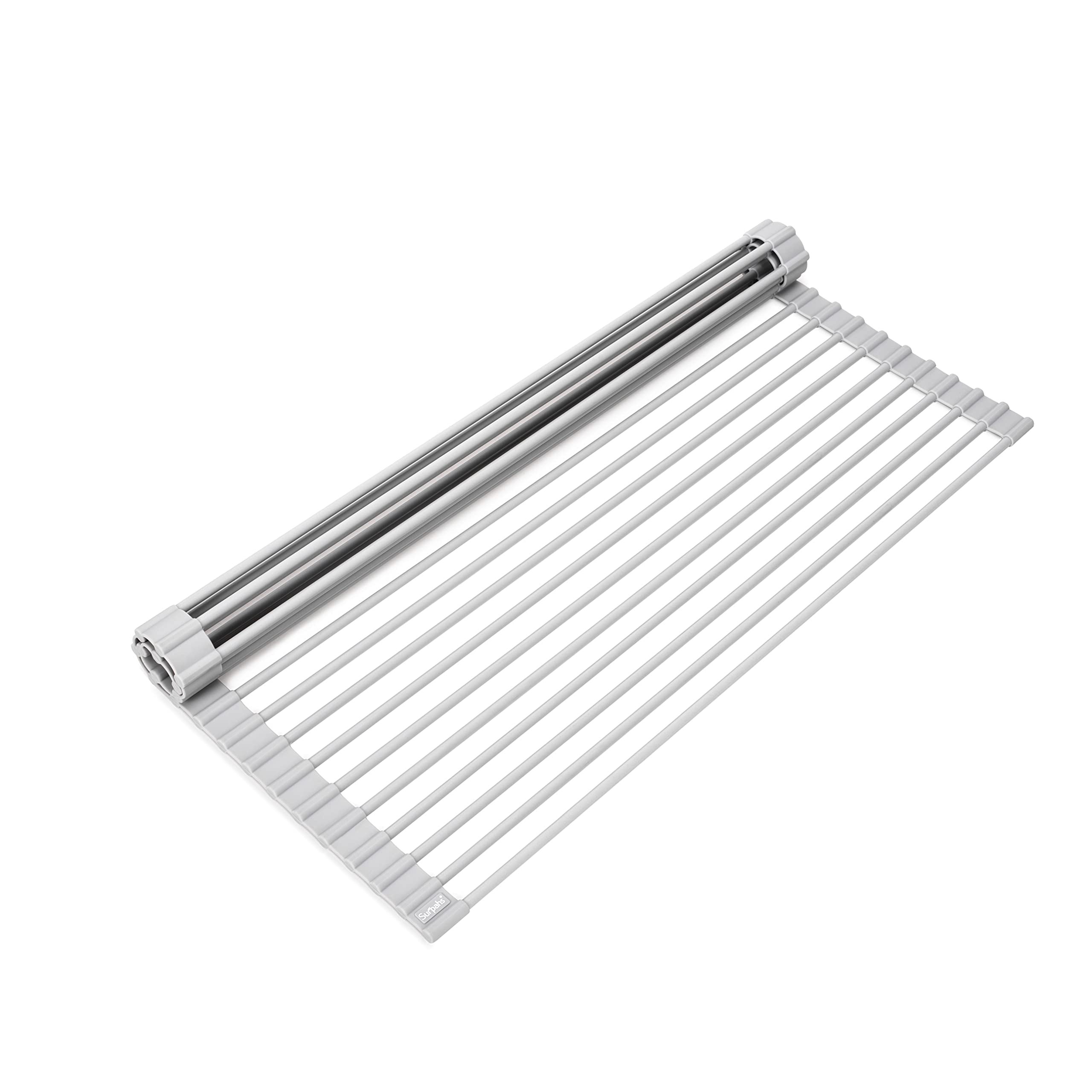Surpahs Roll-Up Dish Drying Rack rolled for compact storage and quick cleanup.