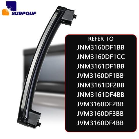 SURPOUF black microwave door handle close-up highlighting heat-resistant materials.