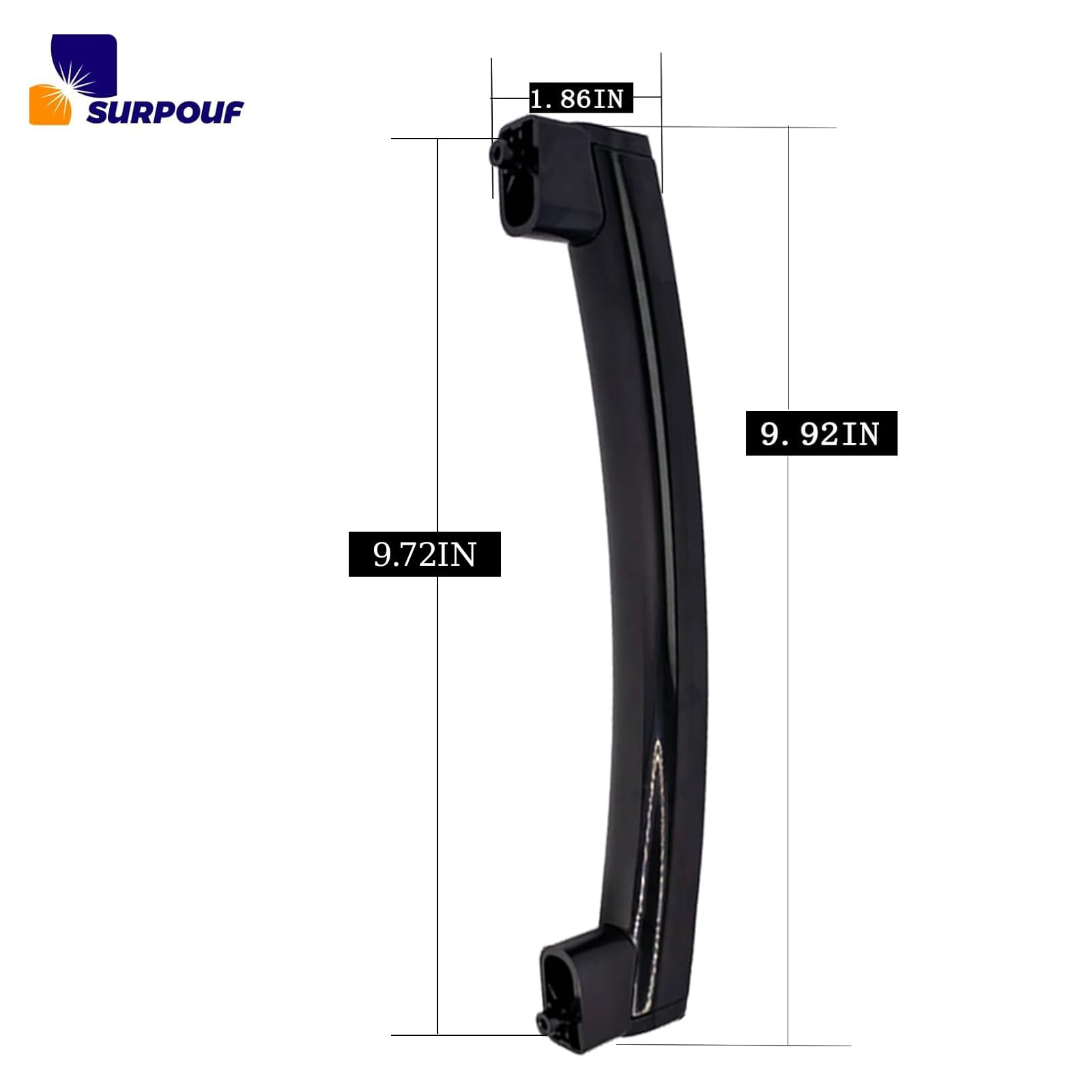 Close-up of SURPOUF handle and support assembly showing seamless integration.