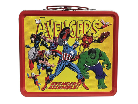 Surreal Entertainment Avengers lunchbox back art eye catching for display and storage.