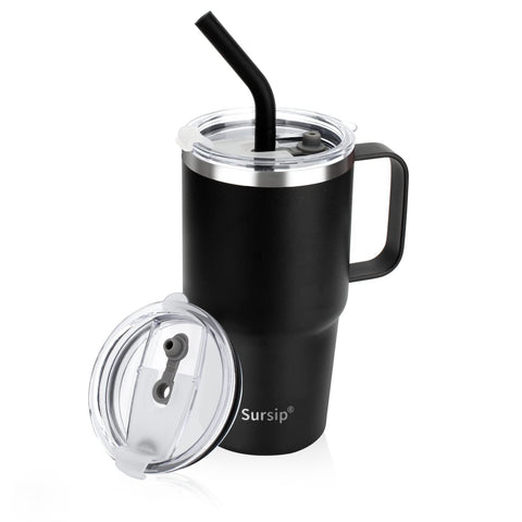 Sursip 24oz insulated cup with handle keeps drinks at ideal temp during travel.