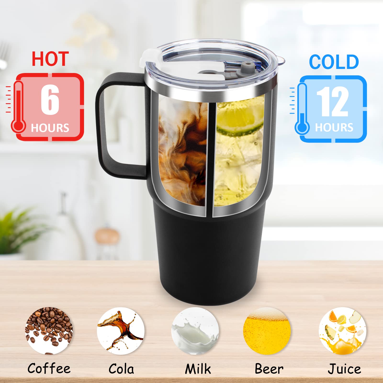 Sursip 24 oz tumbler with double-wall insulation keeps drinks cold or hot