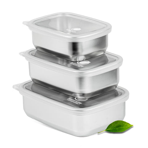 Sustainable Containables 20 oz container with platinum lid keeps meals fresh on the go