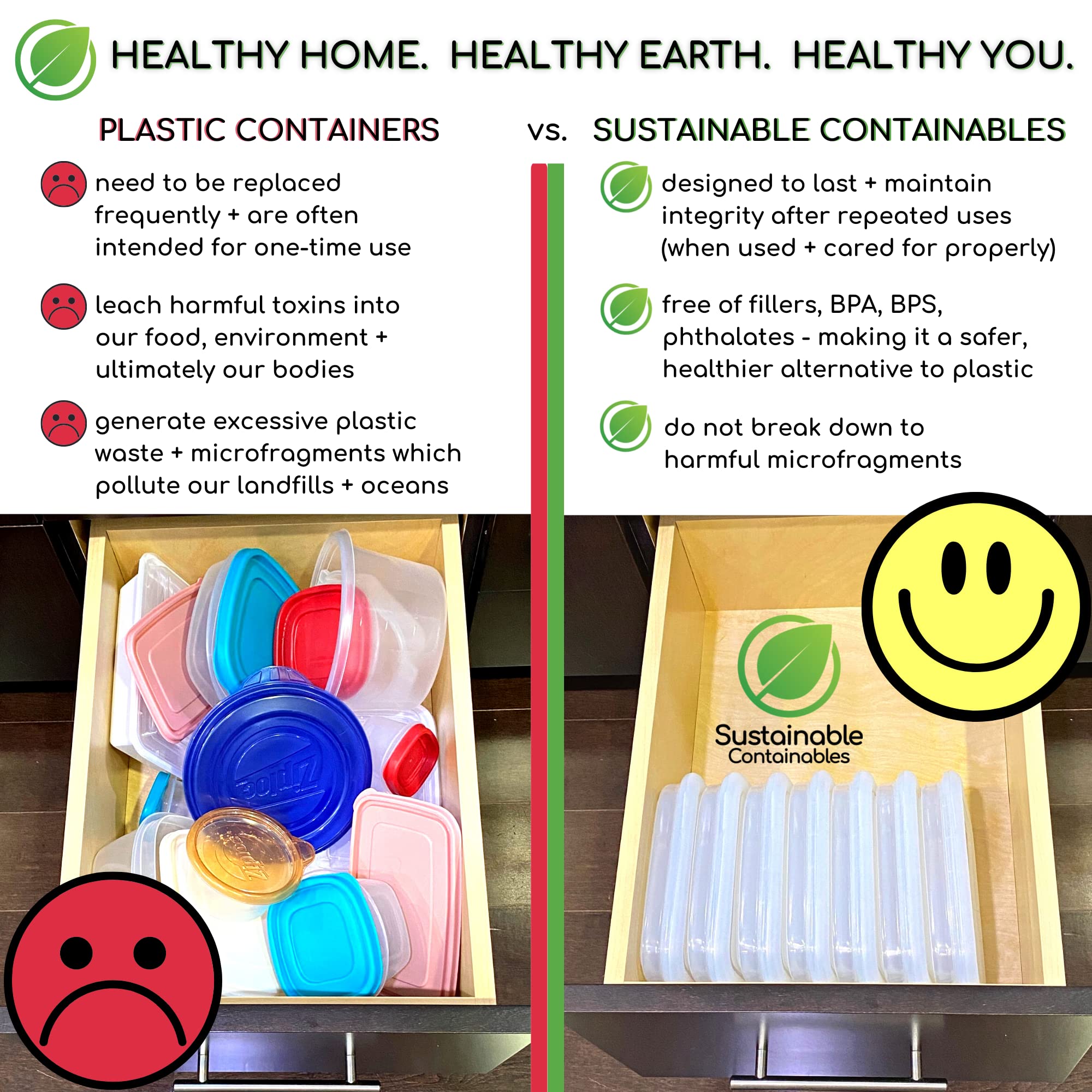 Sustainable Containables 3-pack lunch storage for on-the-go meals.