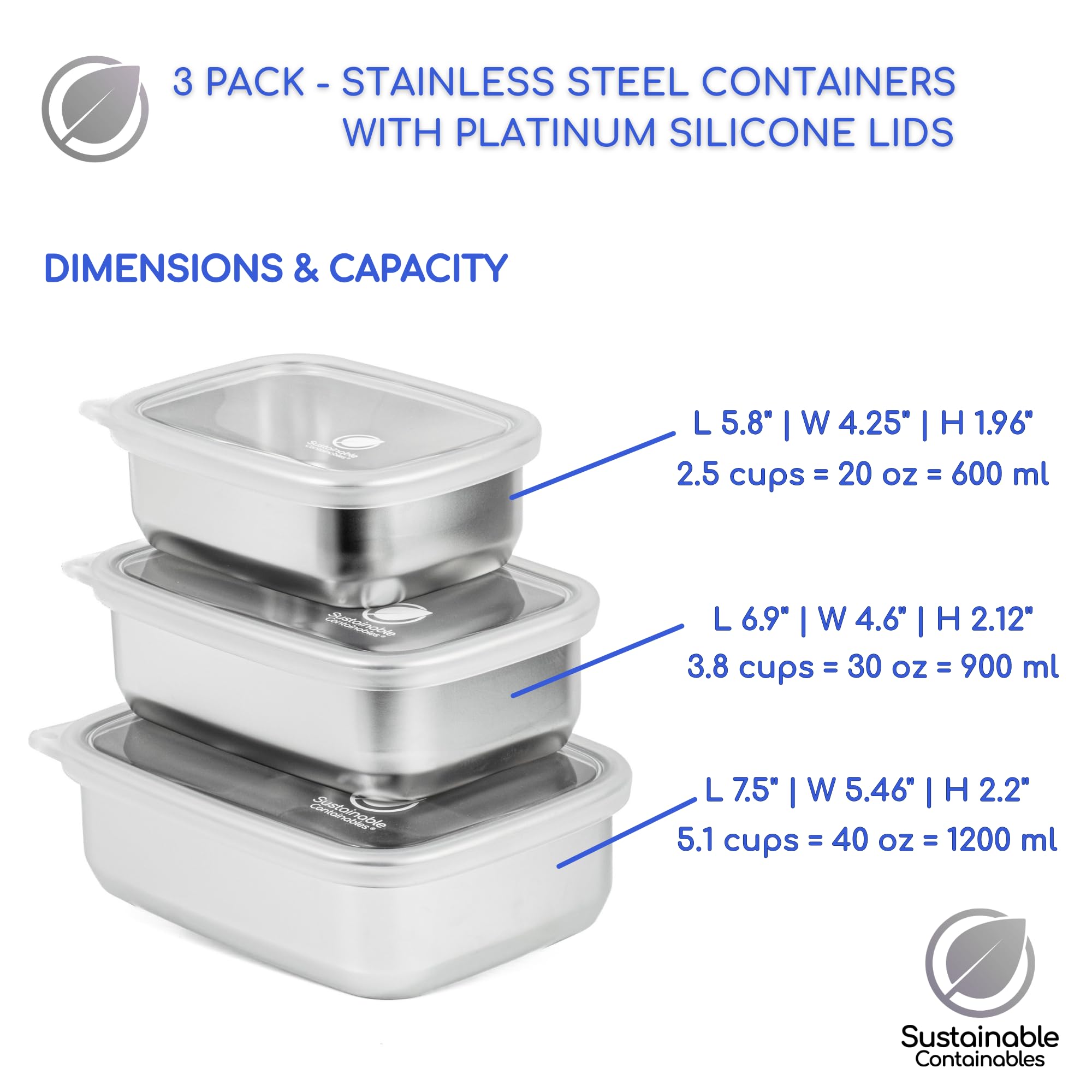 Sustainable Containables 30 oz container with airtight lid ideal for batch lunches