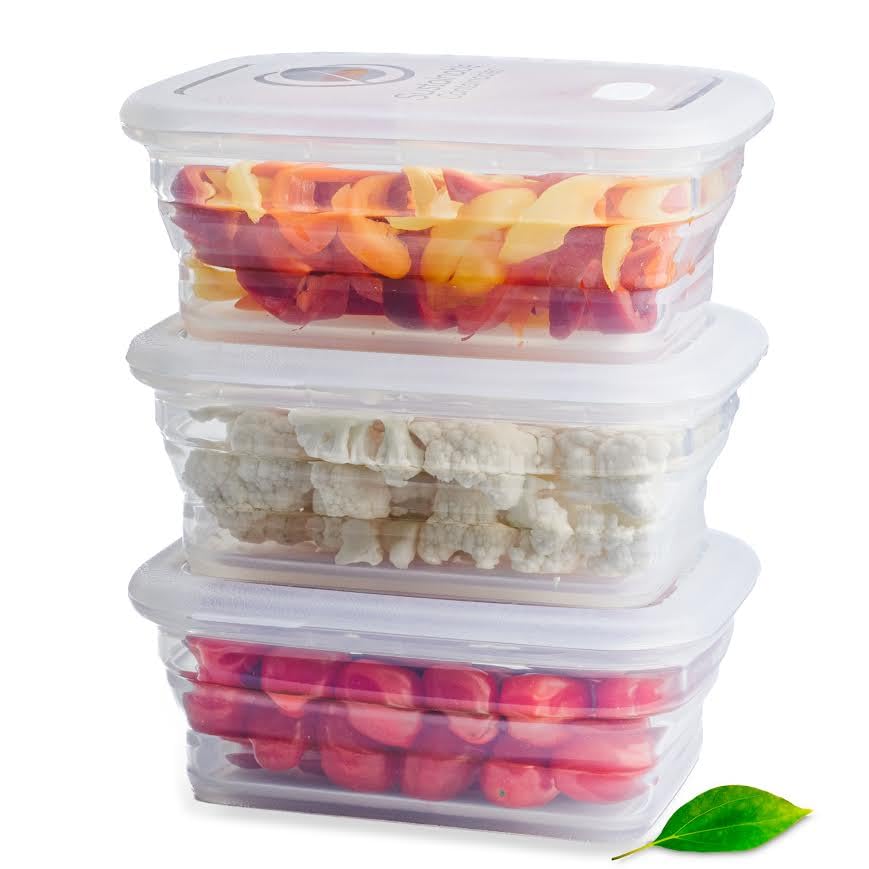 Sustainable Containables collapsible container with leakproof lid for mess-free lunch storage.