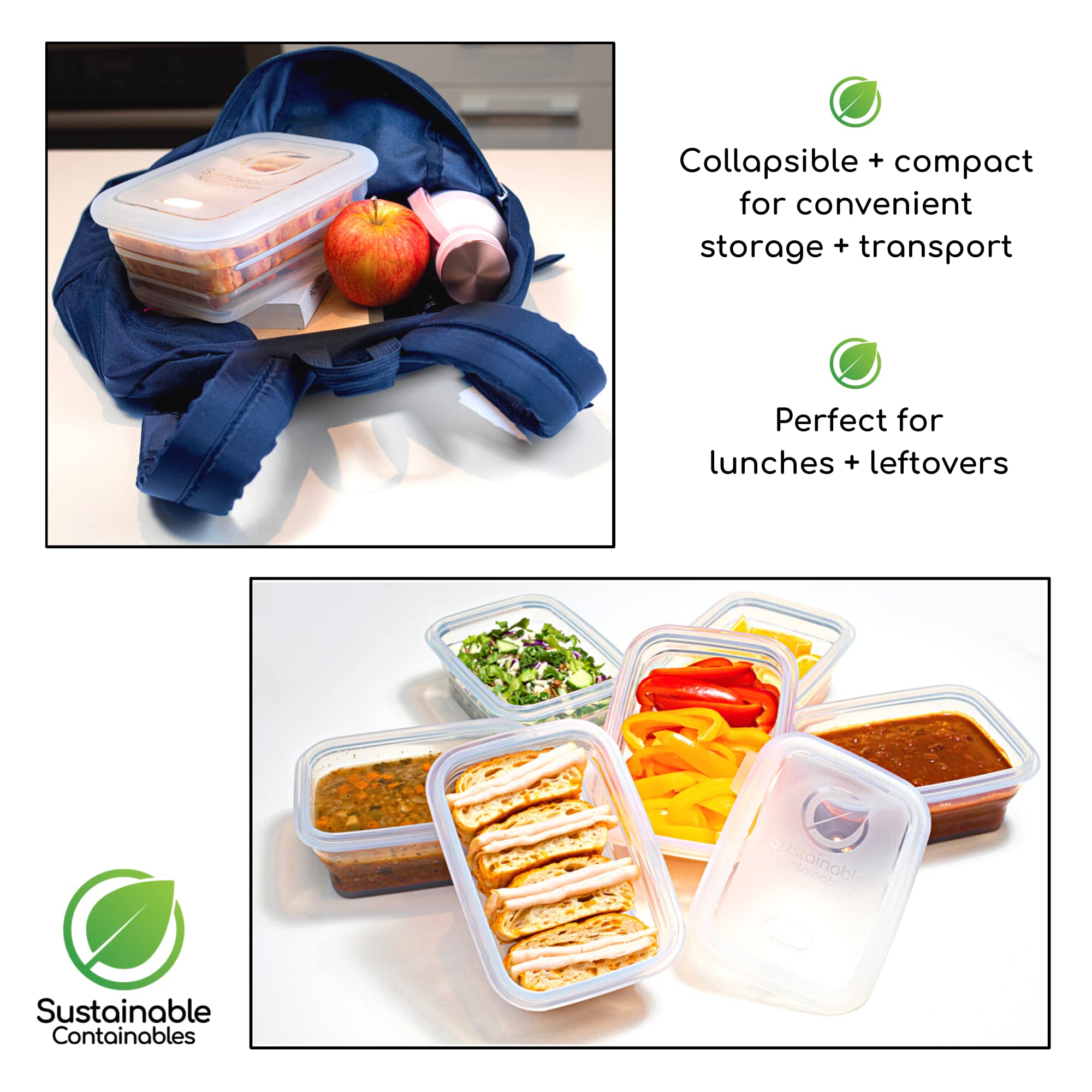 Sustainable Containables compact-fold design saves kitchen space.