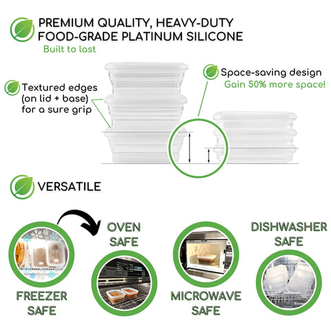 Sustainable Containables dishwasher-safe silicone for easy cleaning.
